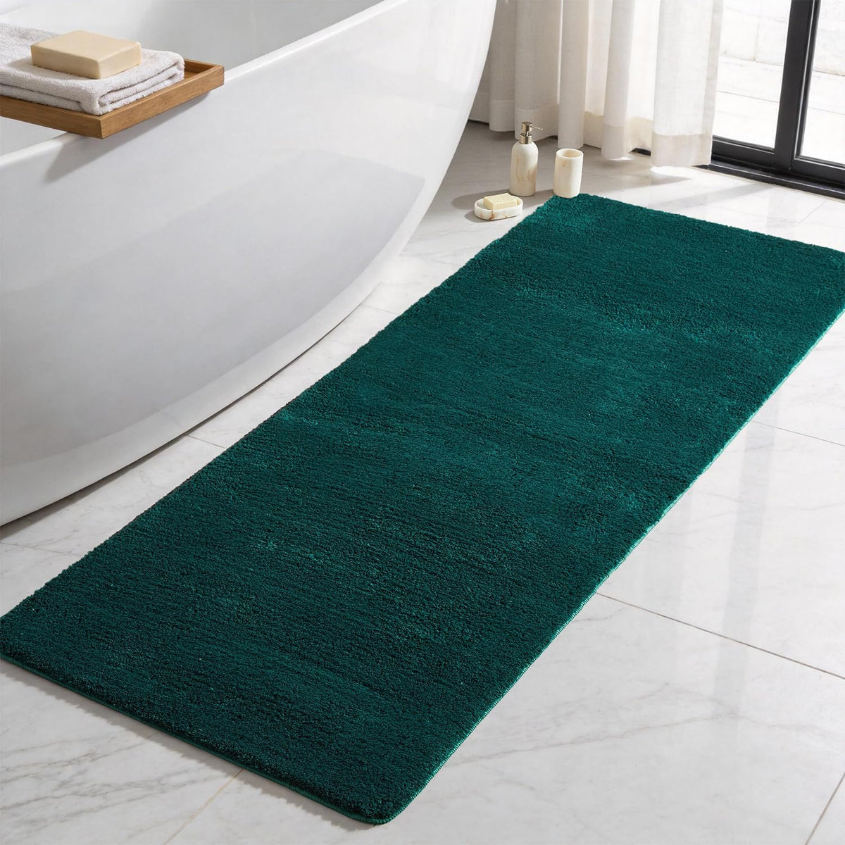 TYUU Navy Blue Bathroom Rugs, Ultra Soft Bath Rugs Non Slip Washable, Super Absorbent Quick Dry Small Bath Mat with Rubber Backing for Bathroom Floor, Shower, or Sink, Navy Blue 16" x 24"