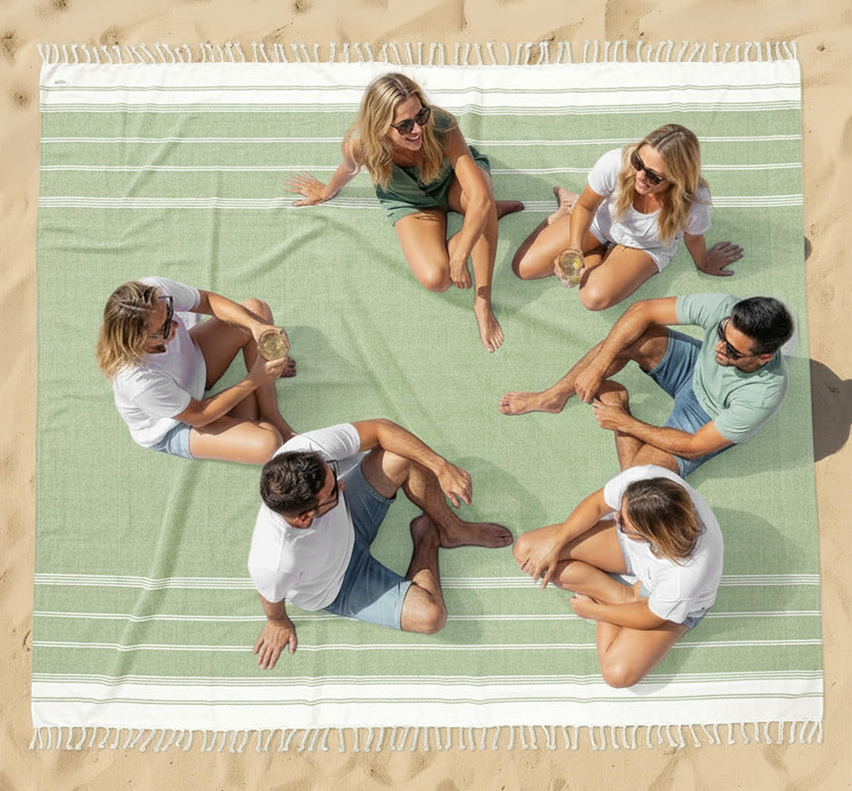 LANE LINEN Turkish Towels 6 Pcs, Beach Towels Oversized, Soft - Beach Party