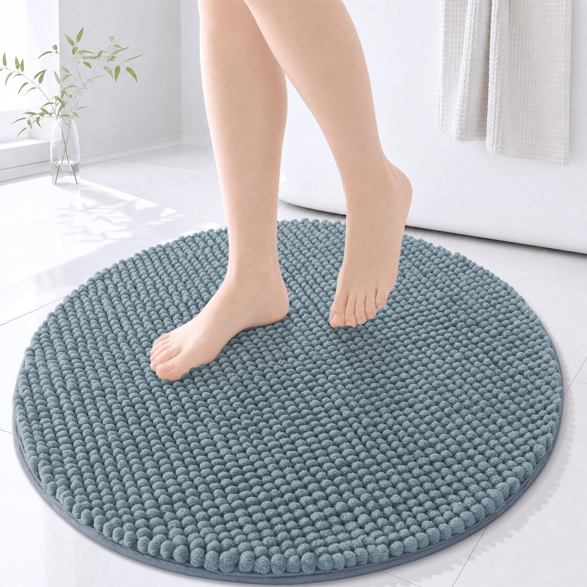 Arotive Chenille Bathroom Rugs 30x20, Soft Absorbent Bath Mat, Grey