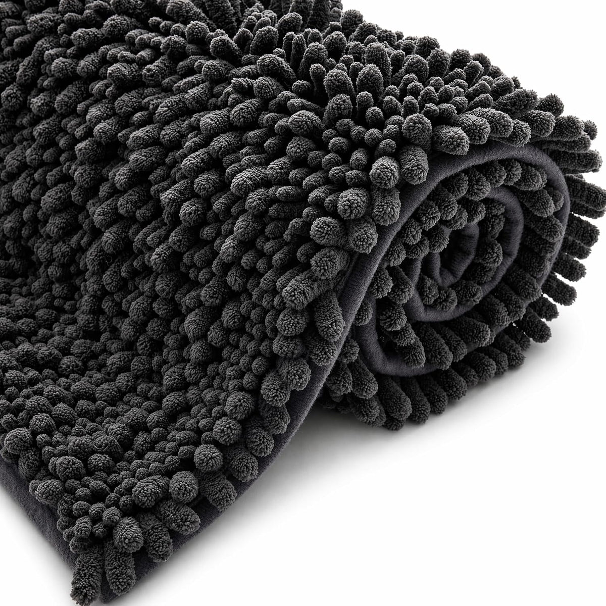 ILANGO Bathroom Rugs Dark Grey 32x20,Extra Soft Absorbent Chenille Bath Rugs,Thick Non-Slip Shaggy Bath Mat,Machine Washable Quick Dry Bath Mats for Bathroom Floor, Tub, Shower Accessories