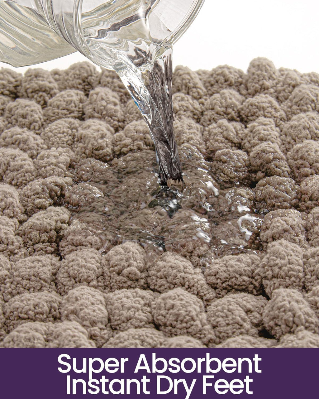 DEXI Bathroom Rugs 36x24, Non Slip Washable Chinelle Bath Mat, Taupe