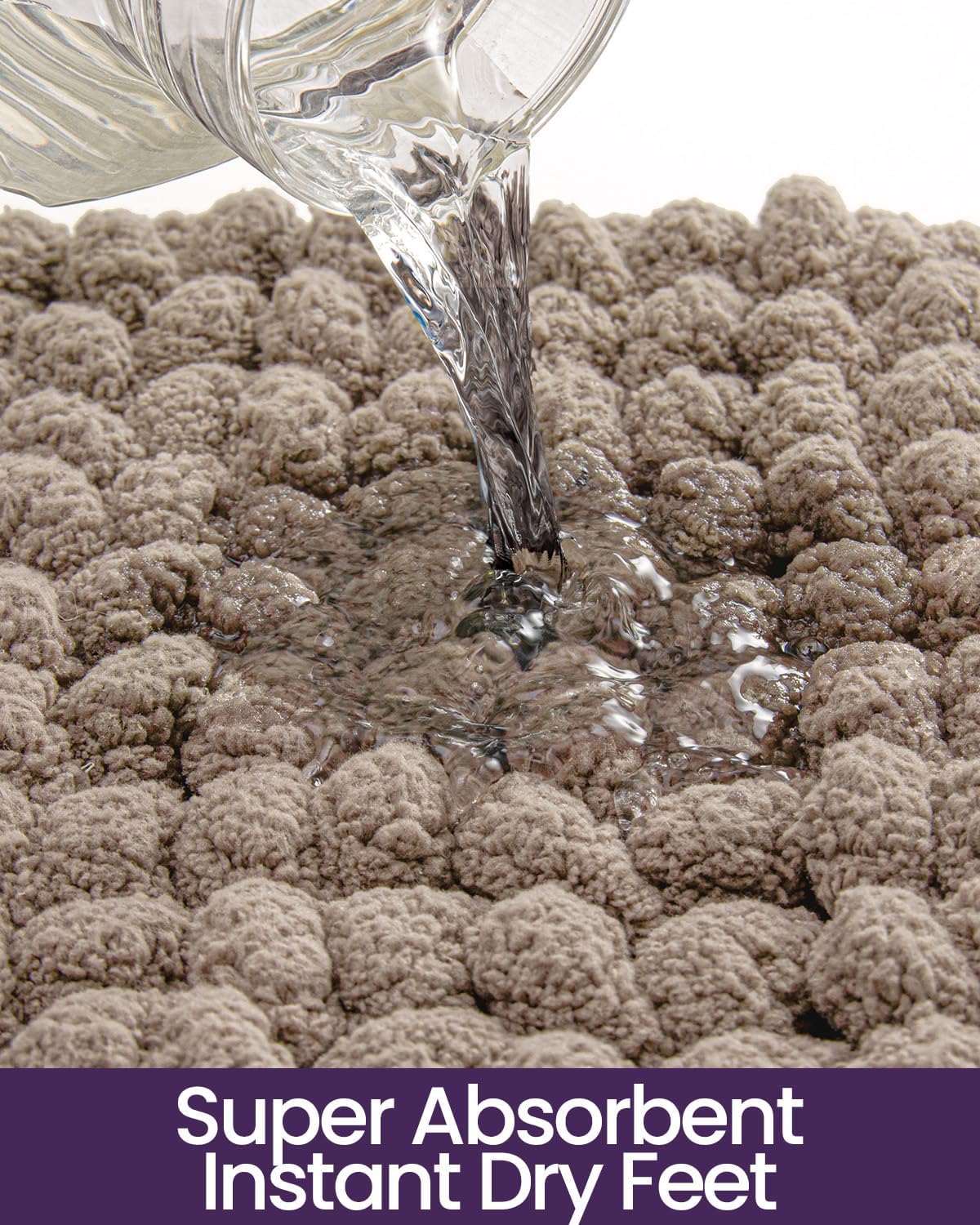 DEXI Bathroom Rugs 36x24, Non Slip Washable Chinelle Bath Mat, Taupe