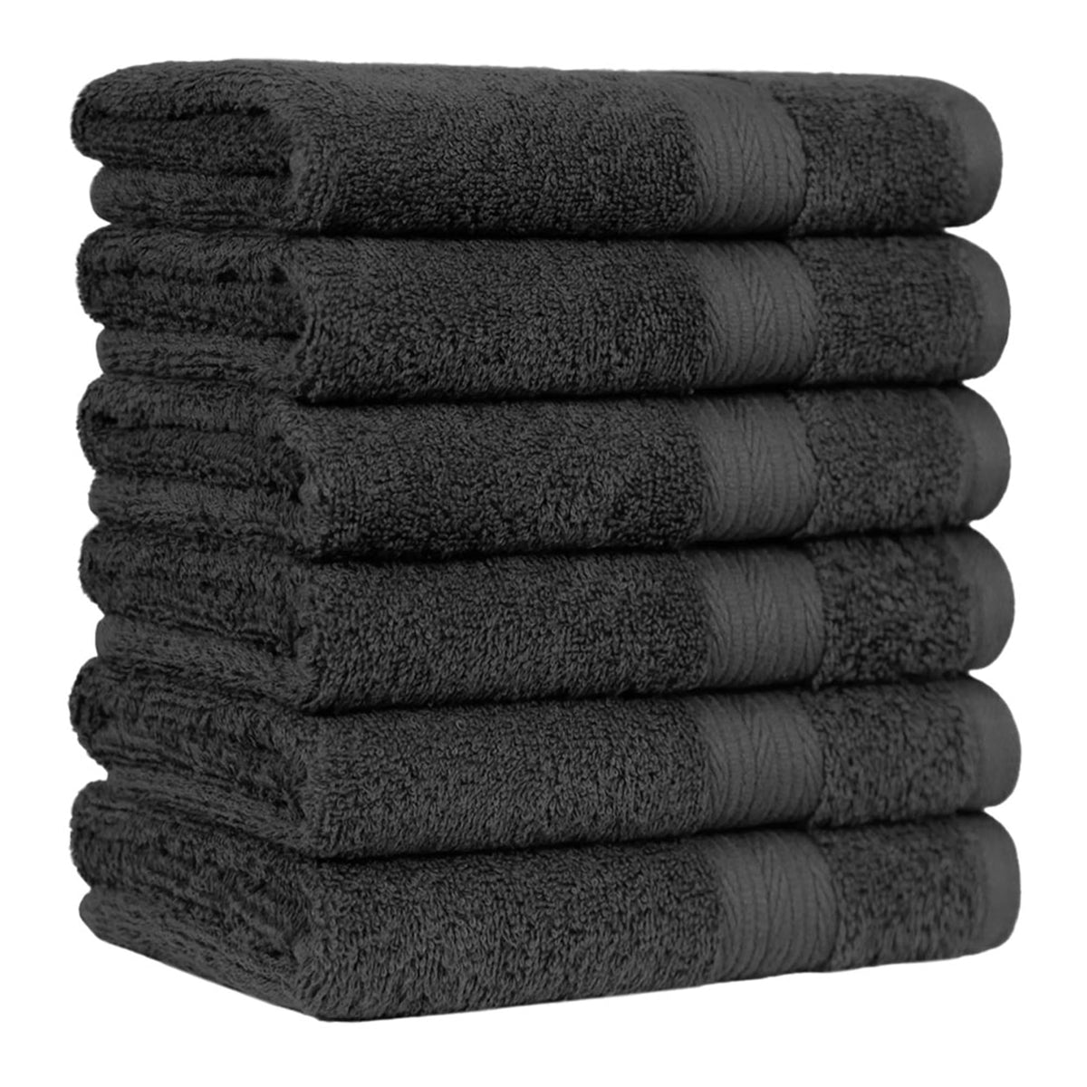 Amazon Basics 6-Piece Oversized Highly Absorbent Fade-Resistant Towel Set, 100% Cotton Towels for Bathroom, Soft, 2 Bath Towels, 2 Hand Towels, 2 Washcloths, White