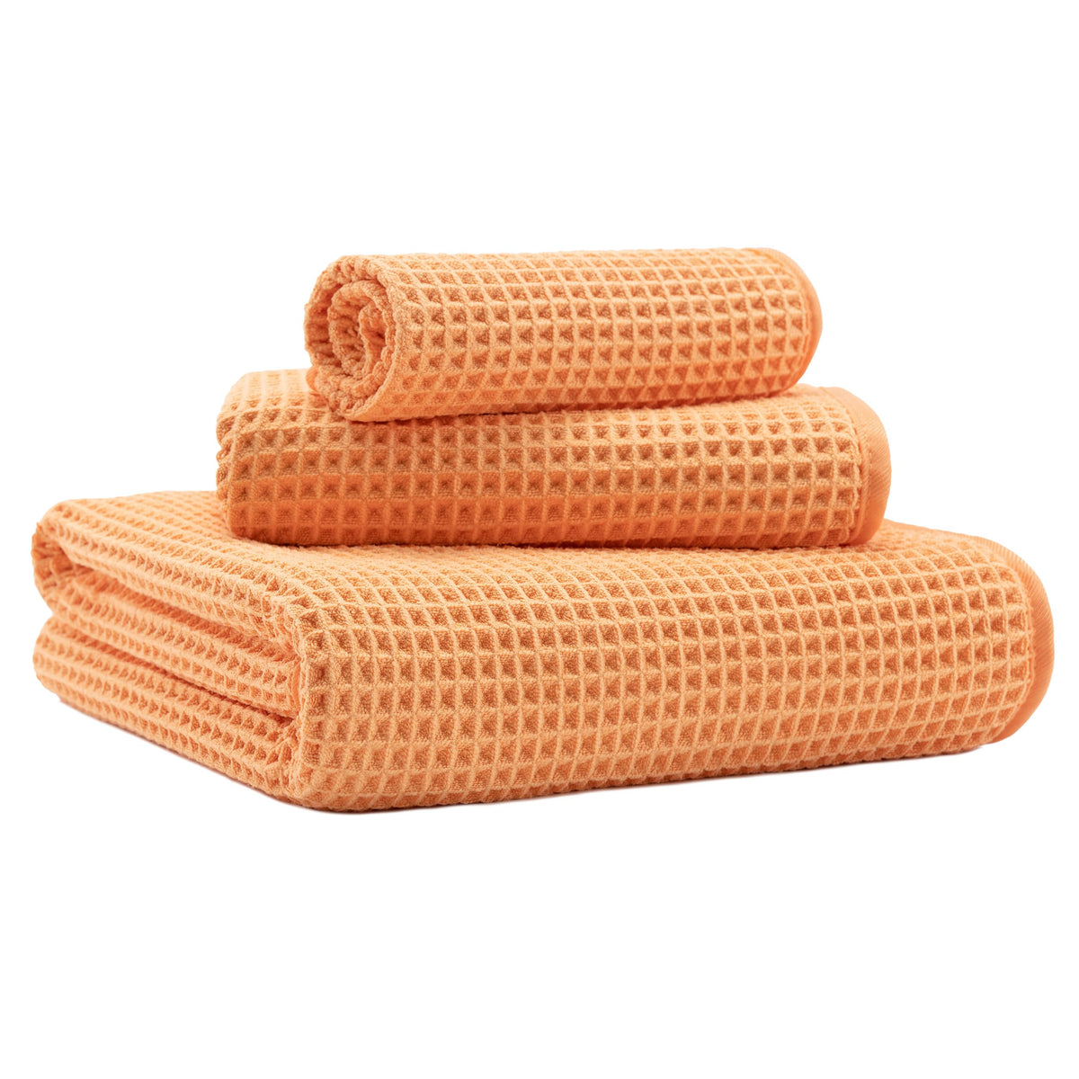 MICROFI Microfiber Waffle Bath Towels, 3 Pieces, Oversized, Soft, Absorbent, Fast Drying, Lint Free, Includes Bath, Face and Hand Towels 430 GSM
