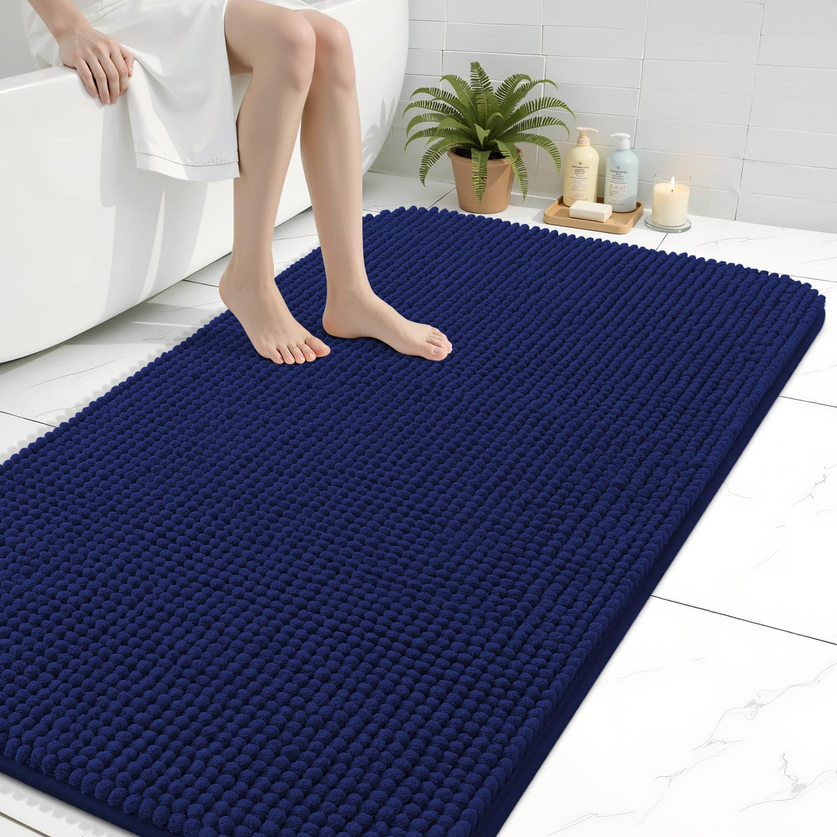 Arotive Chenille Bathroom Rugs 30x20, Soft Absorbent Bath Mat, Grey