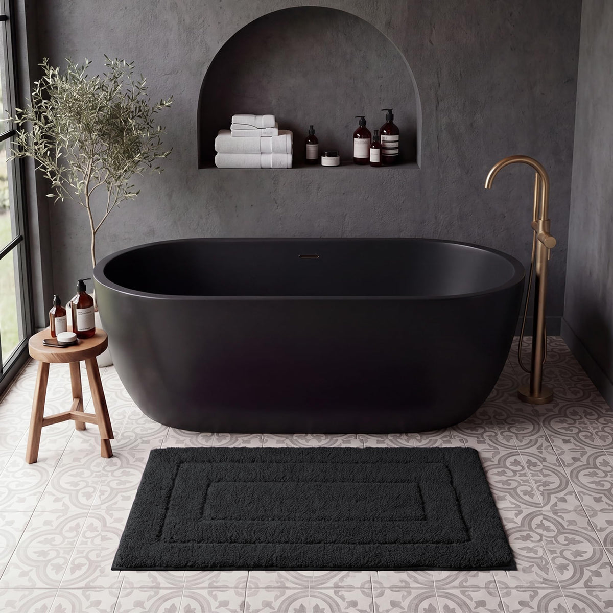 GRANNY SAYS Gray Bathroom Rug 20" x 30", Non-Slip Microfiber Bath Mat