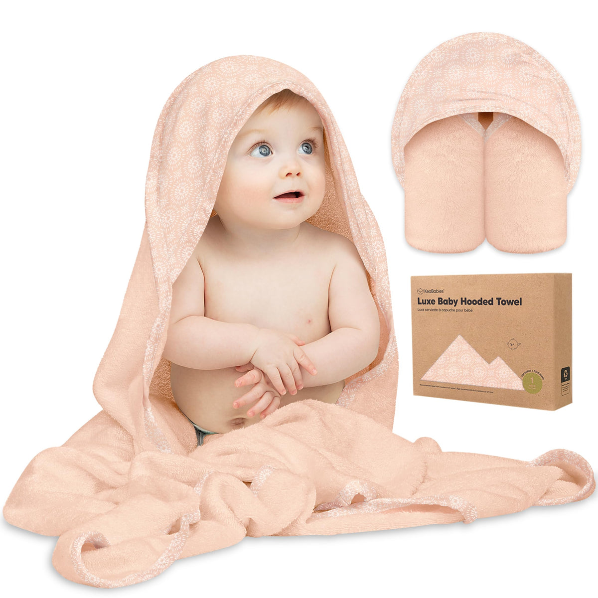 KeaBabies Hooded Baby Towel for Newborn, Baby Bath Towels (Duck, 35x35)