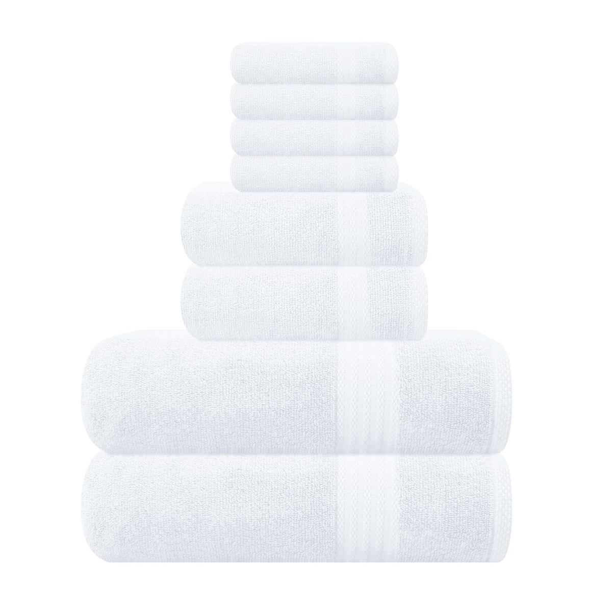 GLAMBURG Ultra Soft 8-Piece Towel Set - 100% Pure Ringspun Cotton, Contains 2 Oversized Bath Towels 27x54, 2 Hand Towels 16x28, 4 Wash Cloths 13x13 - Ideal for Everyday use, Hotel & Spa - Black