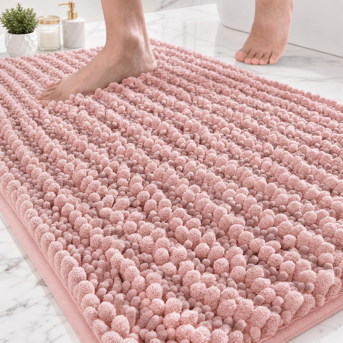 ILANGO Bathroom Rugs Dark Grey 32x20,Extra Soft Absorbent Chenille Bath Rugs,Thick Non-Slip Shaggy Bath Mat,Machine Washable Quick Dry Bath Mats for Bathroom Floor, Tub, Shower Accessories