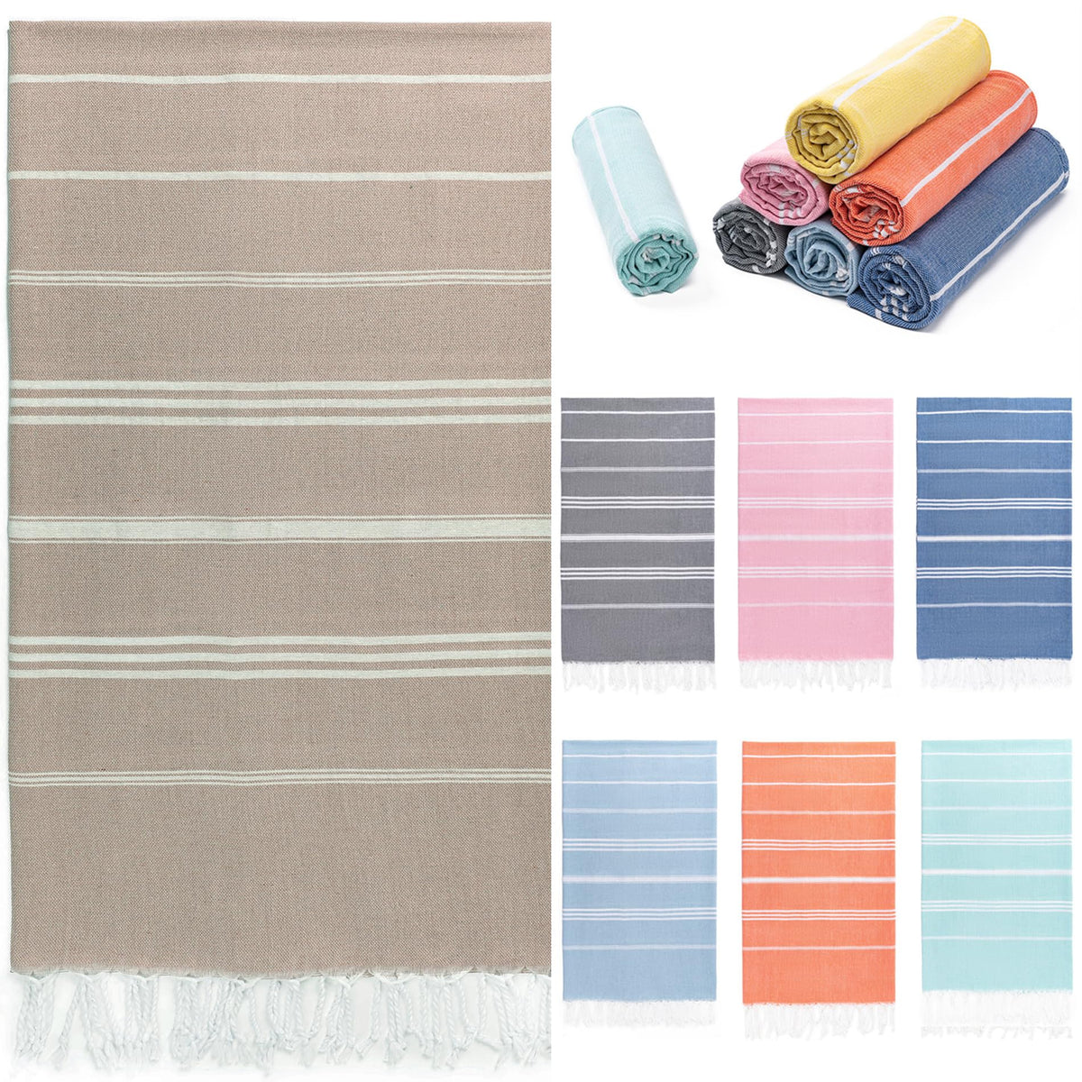 Turkish Beach Towel, 36"x71" Quick Dry Sand Free Oversized Towel, Aqua