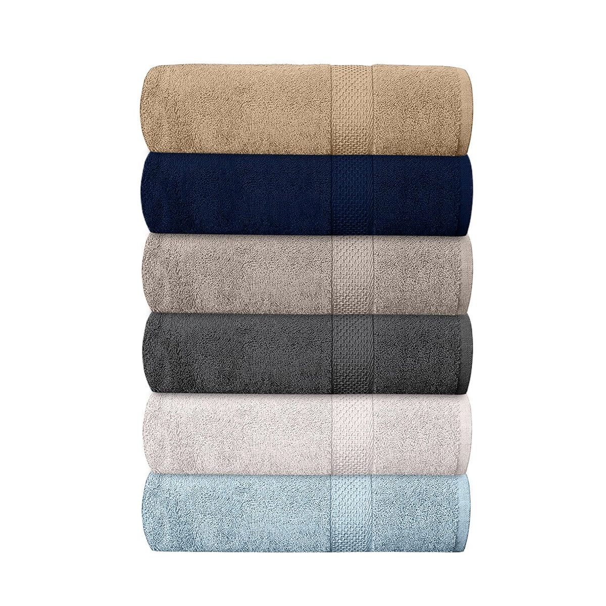QUBA LINEN Hotel & Spa 100% Cotton Bath Towels Pack of 6, Ultra Soft, Quick Dry, Lightweight, Highly Absorbent, Perfect for Face, Hands, Spa, Gym, Hotel, Resort & Daily Use - Grey (24" x 48")