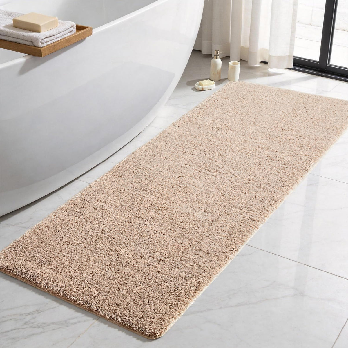 TYUU Navy Blue Bathroom Rugs, Ultra Soft Bath Rugs Non Slip Washable, Super Absorbent Quick Dry Small Bath Mat with Rubber Backing for Bathroom Floor, Shower, or Sink, Navy Blue 16" x 24"