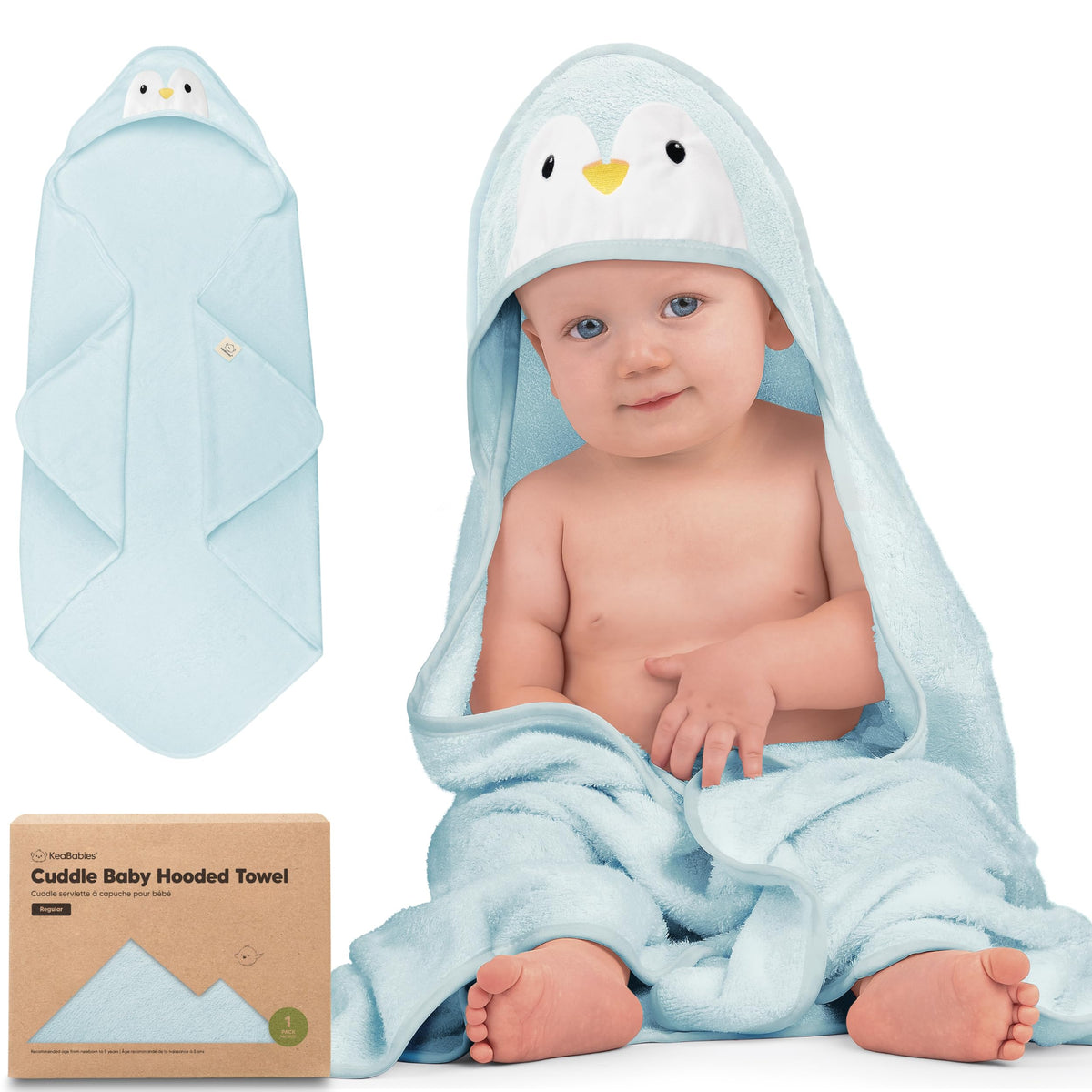 KeaBabies Hooded Baby Towel for Newborn, Baby Bath Towels (Duck, 35x35)