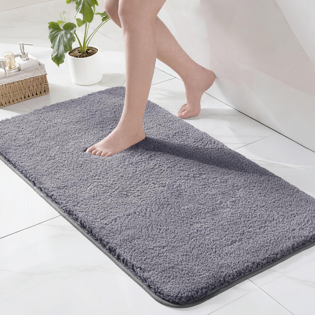 Exclusivo Mezcla Bathroom Rugs Mats 17x24, Navy Blue