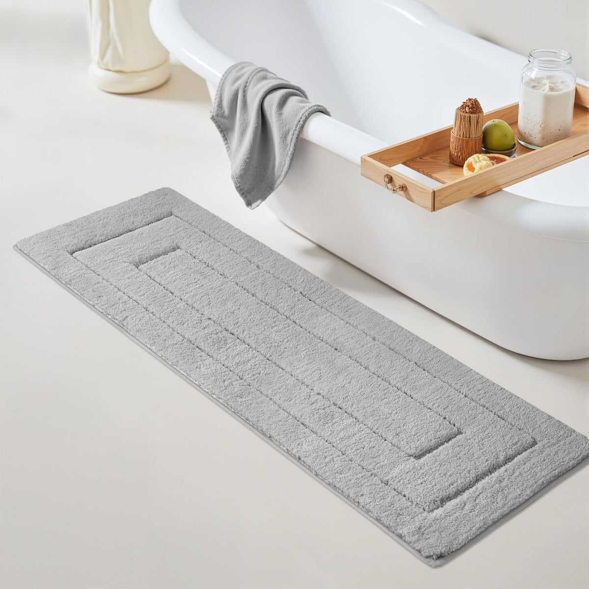 GRANNY SAYS Gray Bathroom Rug 20" x 30", Non-Slip Microfiber Bath Mat