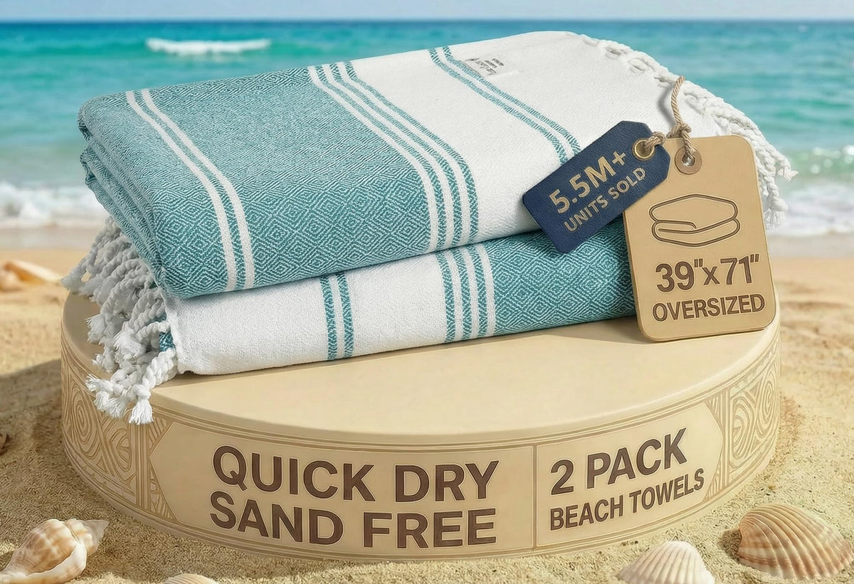 LANE LINEN Turkish Towels 6 Pcs, Beach Towels Oversized, Soft - Beach Party