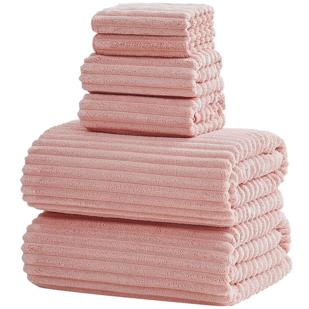 6 PC Bath Towel Set, 40"x80" Oversized Bath Sheets, Navy Blue