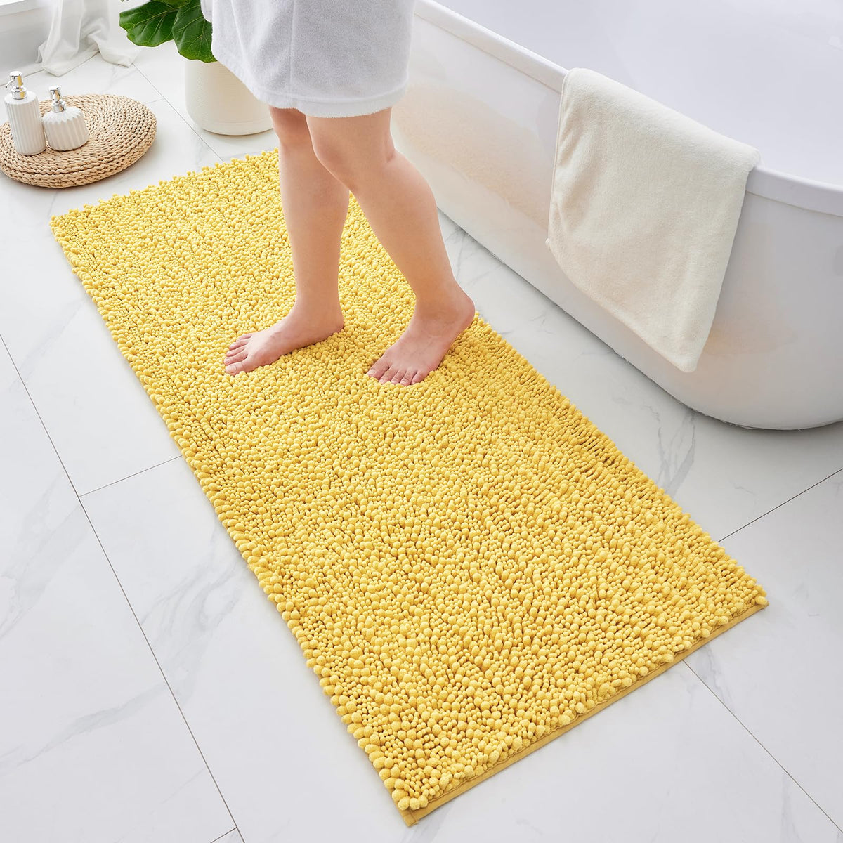 ILANGO Bathroom Rugs Dark Grey 32x20,Extra Soft Absorbent Chenille Bath Rugs,Thick Non-Slip Shaggy Bath Mat,Machine Washable Quick Dry Bath Mats for Bathroom Floor, Tub, Shower Accessories