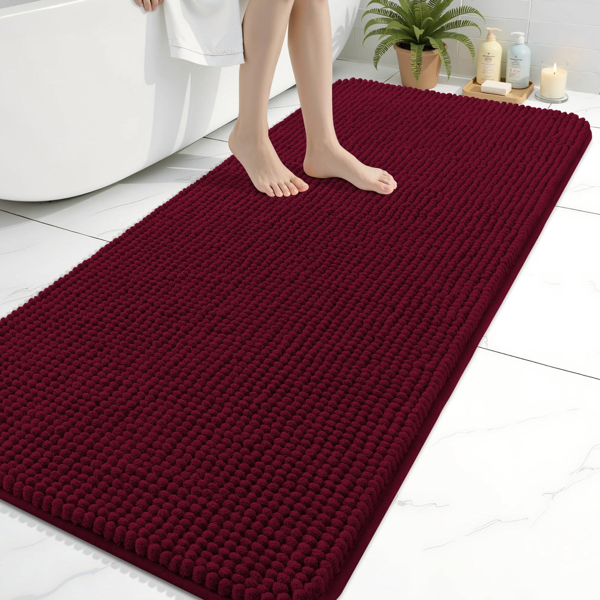 Arotive Chenille Bathroom Rugs 30x20, Soft Absorbent Bath Mat, Grey