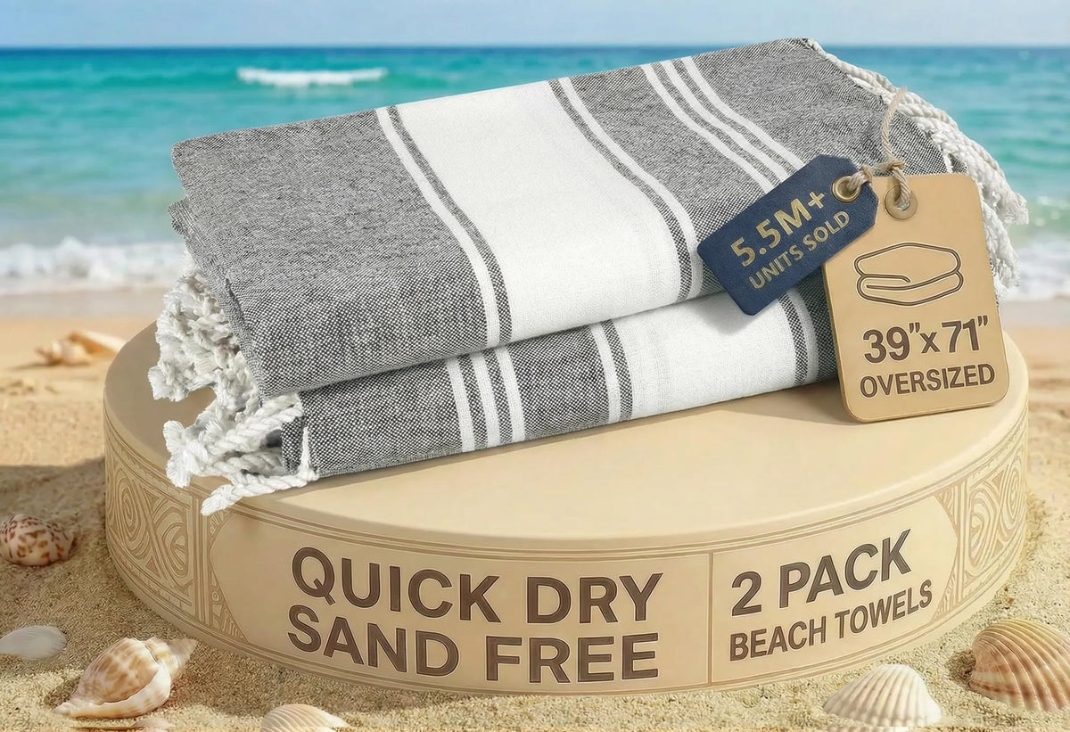LANE LINEN Turkish Towels 6 Pcs, Beach Towels Oversized, Soft - Beach Party