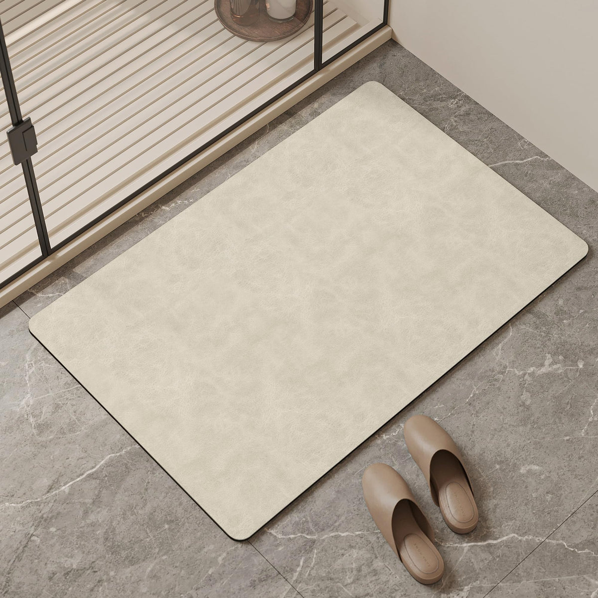 Mecko Bath Mat 16"x24",Ultra Thin Bathroom Rug fit Under Door Light Grey