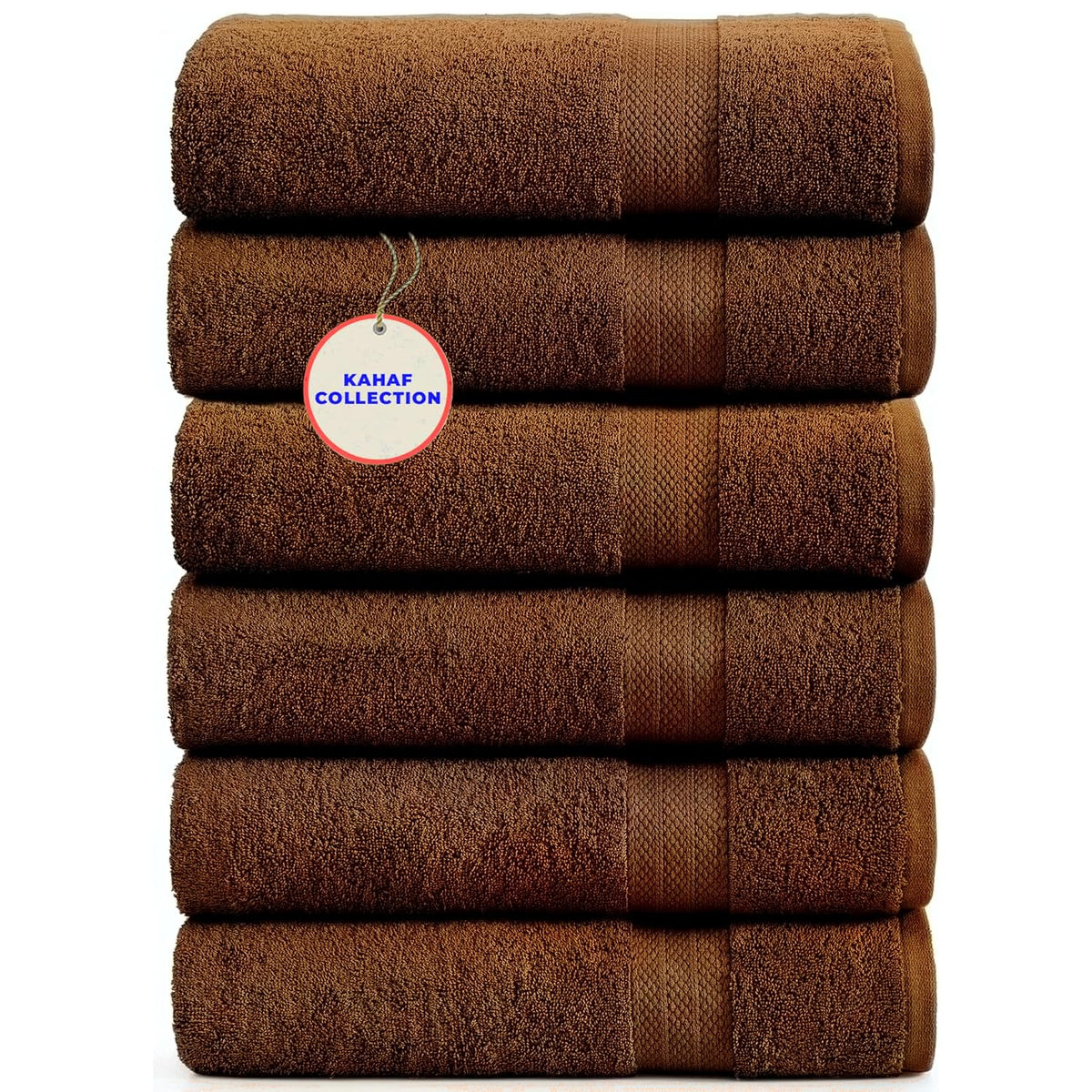 KAHAF COLLECTION 100% Cotton Bath Towel Set, White 24x48 Pack of 6 Towels, Quick Dry, Highly Absorbent, Soft Feel Towel, Gym, Spa, Bathroom, Shower, Pool, Luxury Soft Towels Light-Weight