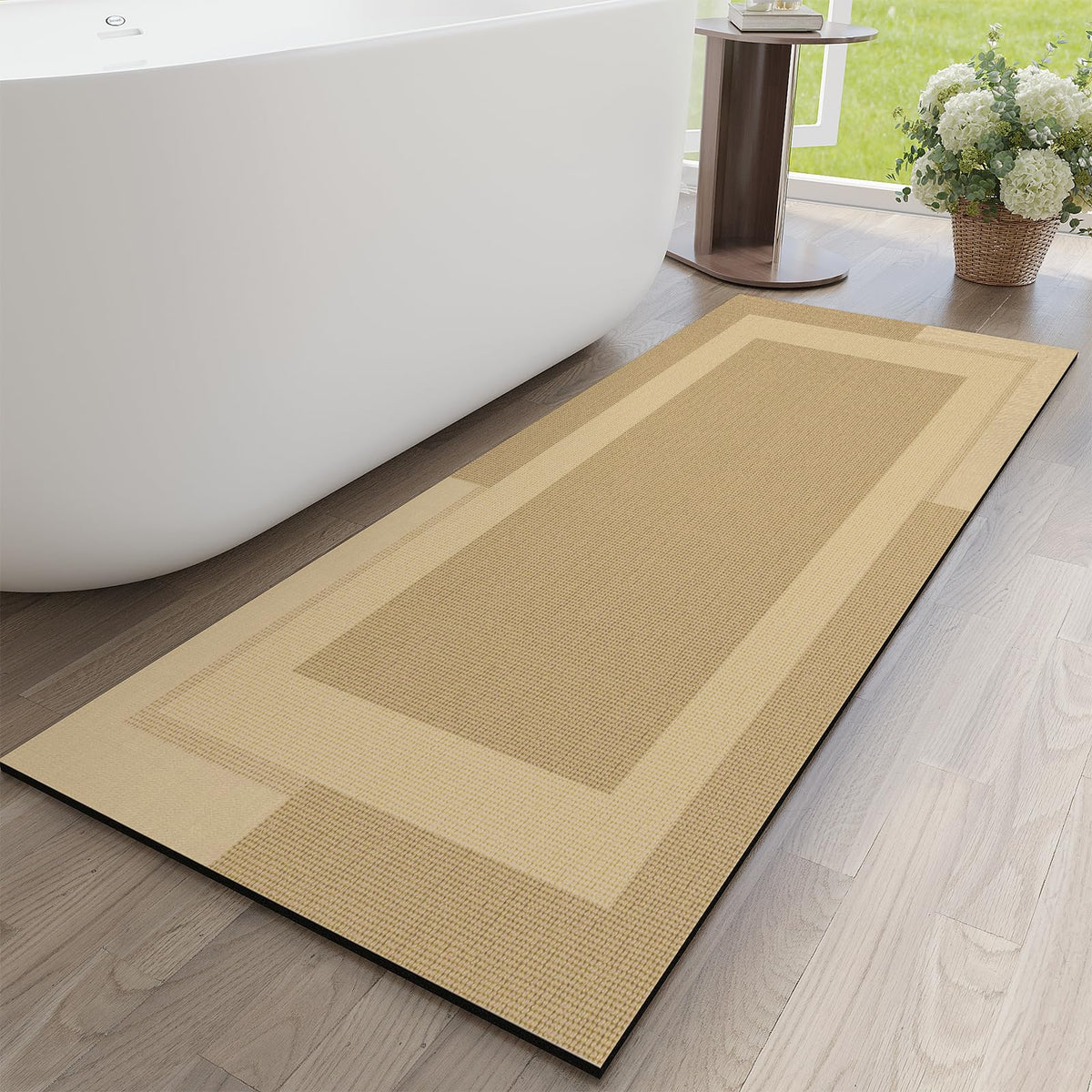 YDKGL Non Slip Bath Mat Thin Bathroom Rugs Fit Under Door Dark Grey 16"x24"