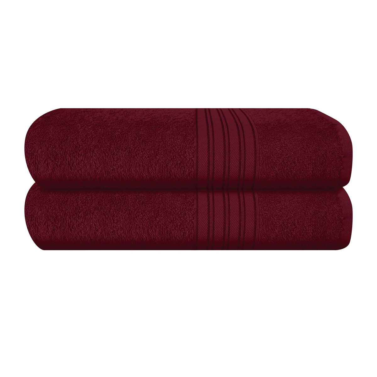 BOUTIQUO 100% Cotton 2 Pack Bath Towel Set 28x55, Eco-Friendly Large Bath Towels, Compact Quickdry Lightweight Soft & Highly Absorbent Bath Towel, Ideal for Everyday Gym Travel Camp Pool - Burgundy