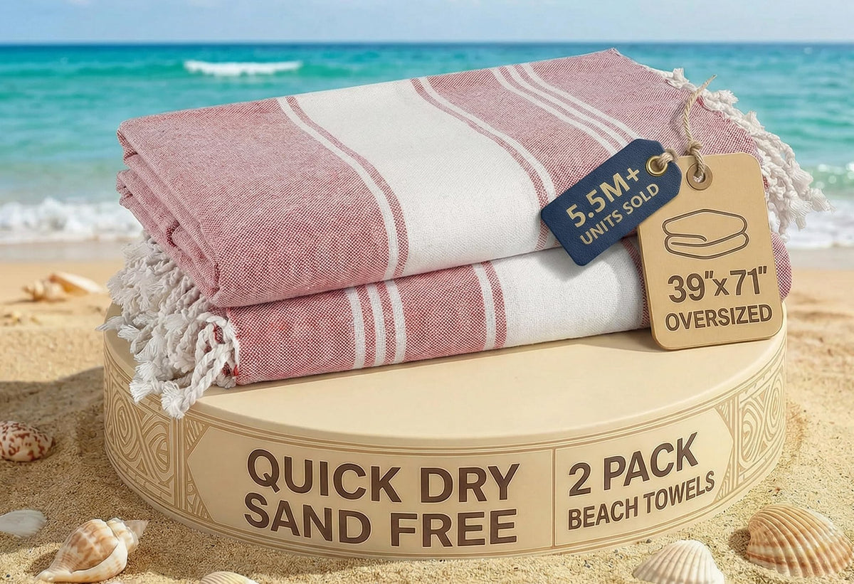 LANE LINEN Turkish Towels 6 Pcs, Beach Towels Oversized, Soft - Beach Party