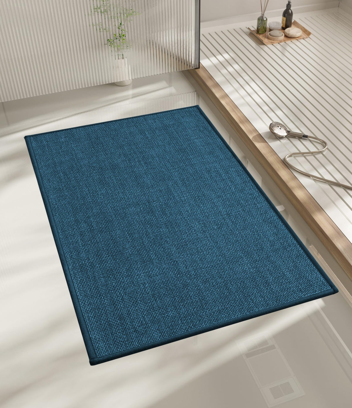 chakme Bathroom Rugs Mat 24x17, Ultra Thin Non Slip Bath Mat Small Quick Dry Absorbent Bath Mat for Bathroom Floor, (Dark Beige, 24"x17")