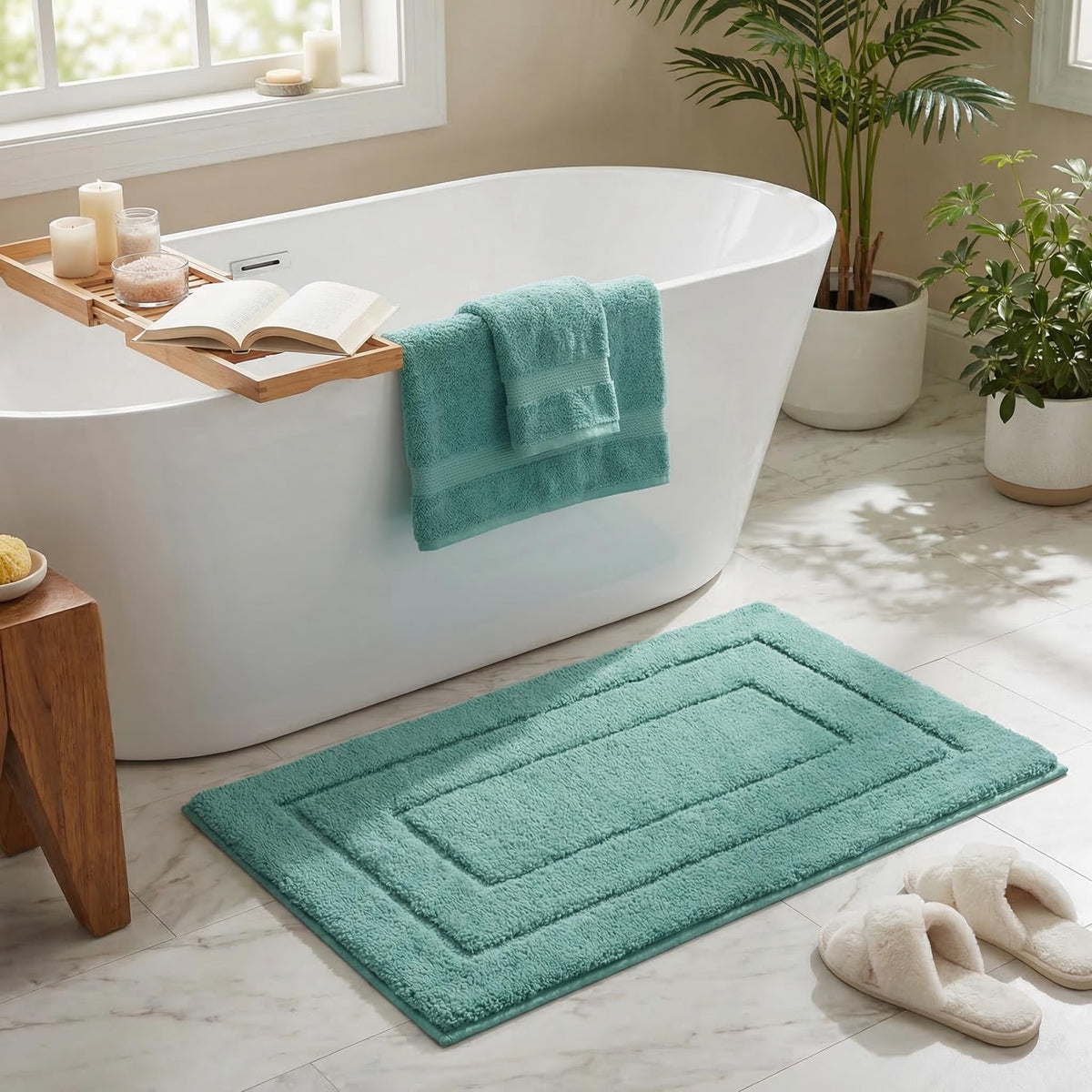 GRANNY SAYS Gray Bathroom Rug 20" x 30", Non-Slip Microfiber Bath Mat