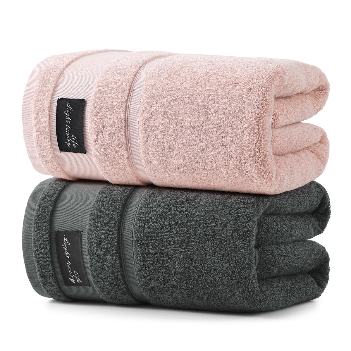 REDKISS 2 Pack Bath Towels Large 32x63 Inches, Heavyweight 760G - Pink