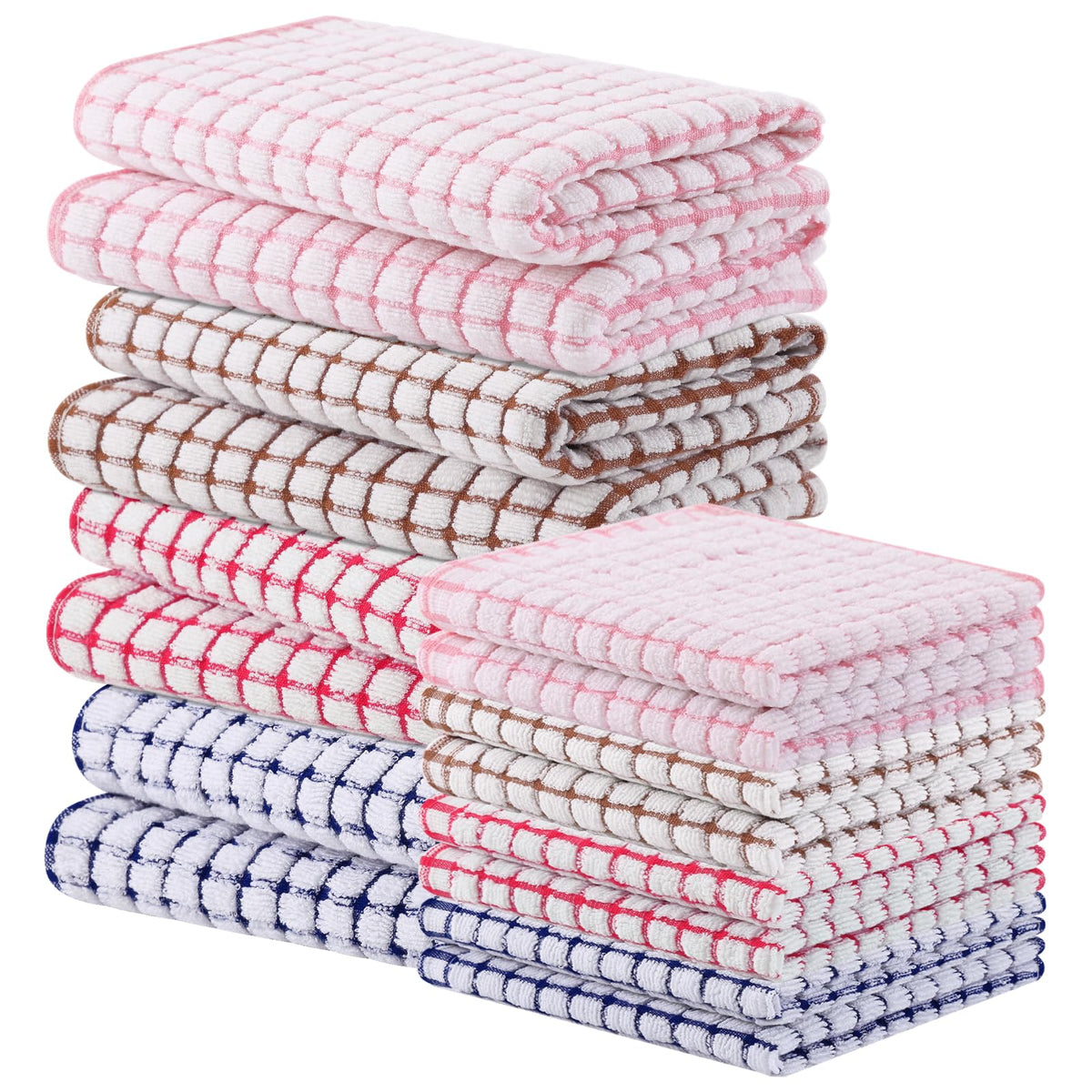 Homaxy Kitchen Towels and Dishcloths Set, Set of 8, Blue/Yellow/Red/Green