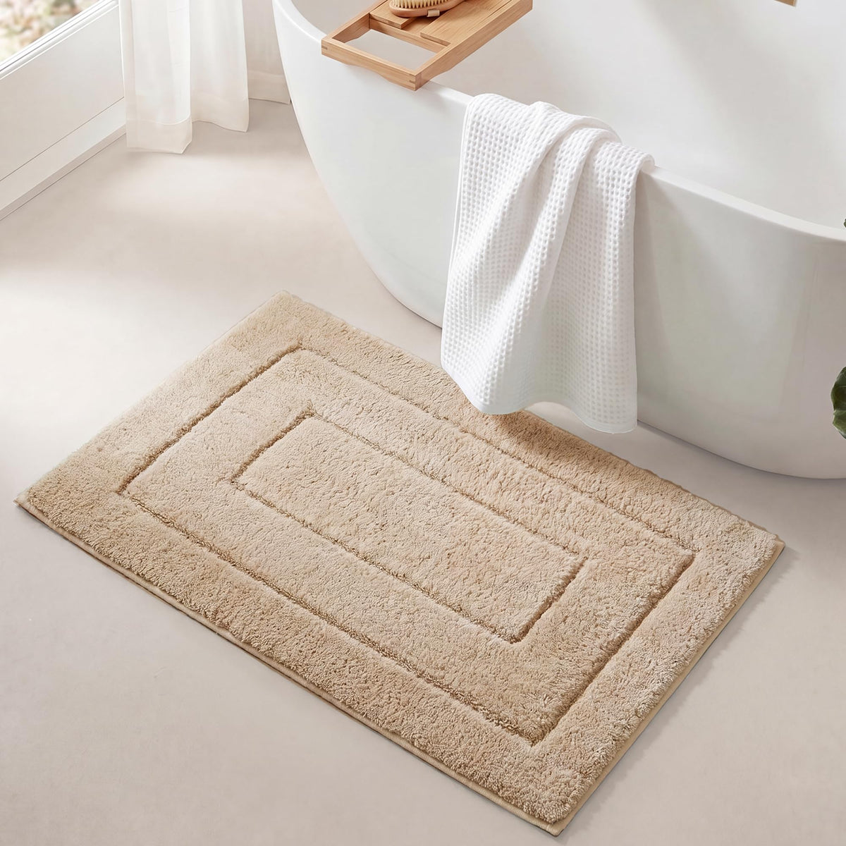 GRANNY SAYS Gray Bathroom Rug 20" x 30", Non-Slip Microfiber Bath Mat