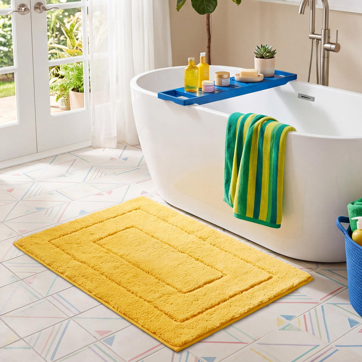 GRANNY SAYS Gray Bathroom Rug 20" x 30", Non-Slip Microfiber Bath Mat