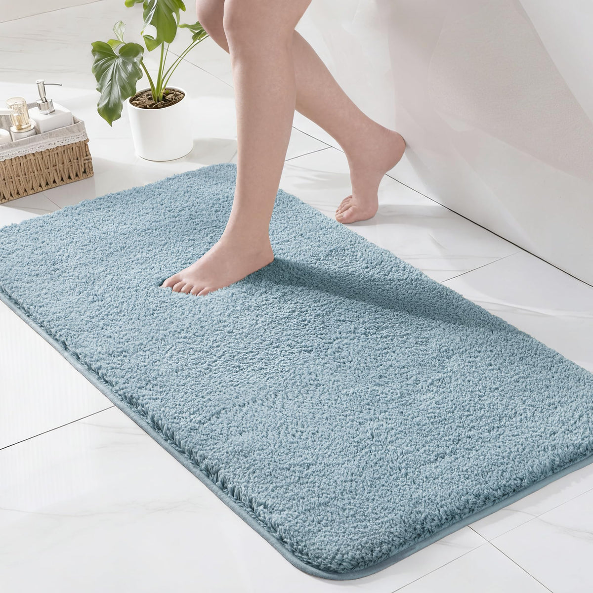 Exclusivo Mezcla Bathroom Rugs Mats 17x24, Navy Blue