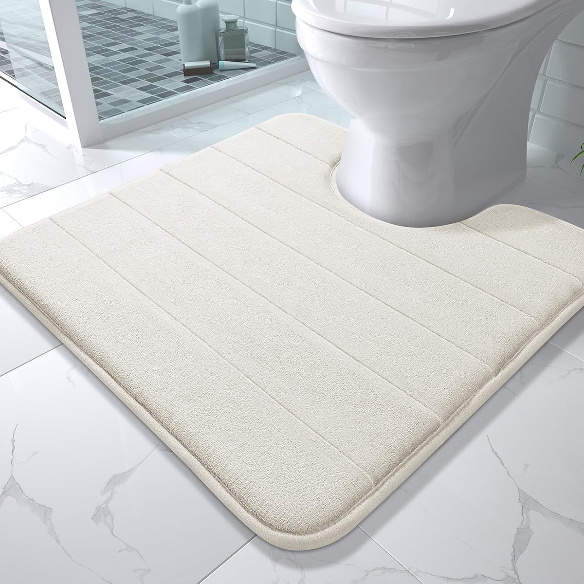 Yimobra Memory Foam Bath Mat, Super Soft Absorbent Bathroom Rug Non Slip, Quick Dry, Machine Washable Floor Carpet for Tub Shower, Home Decor Accessories, 24x17, Grey