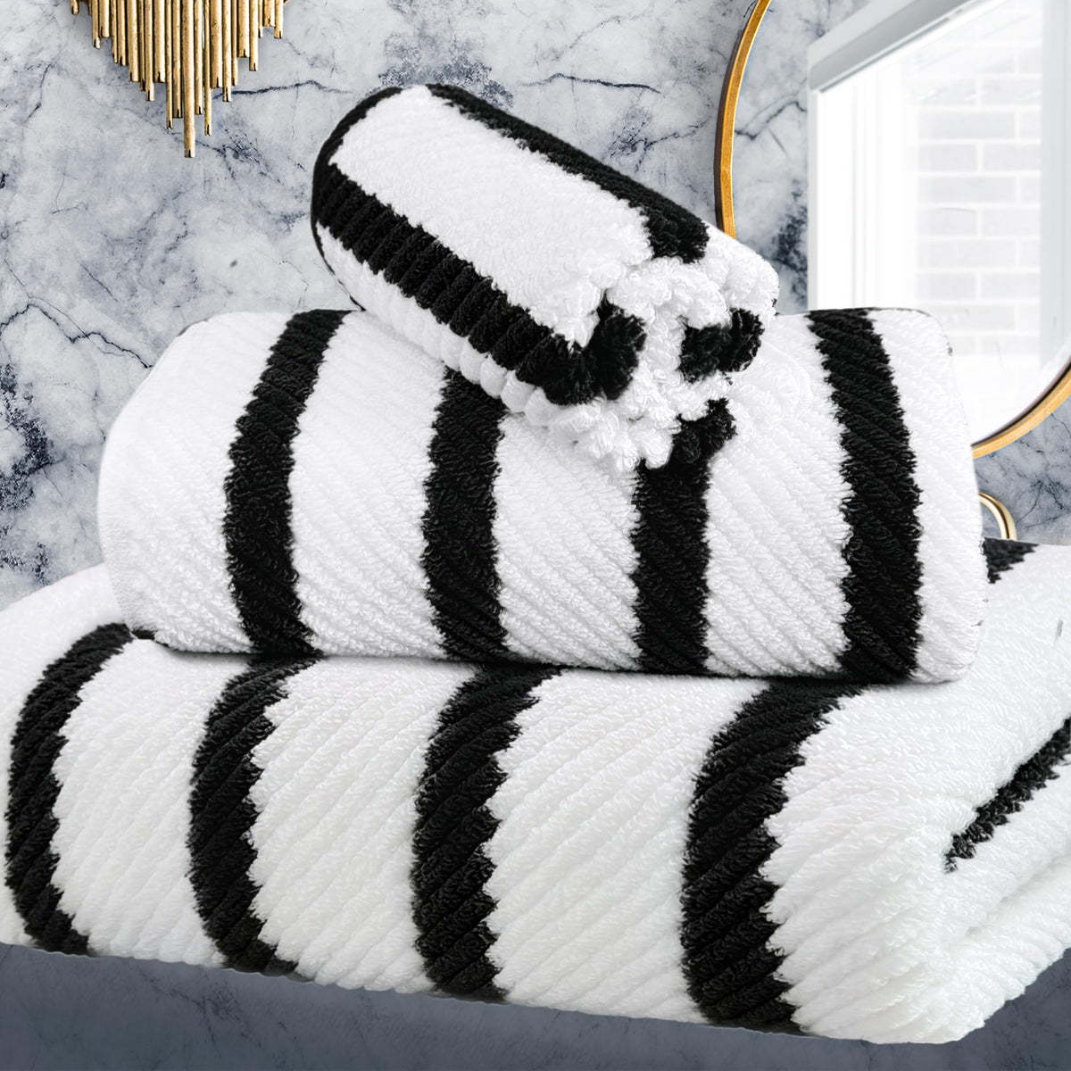VOOVA & MOVAS 6PC Towel Set, 100% Cotton, Dark Grey