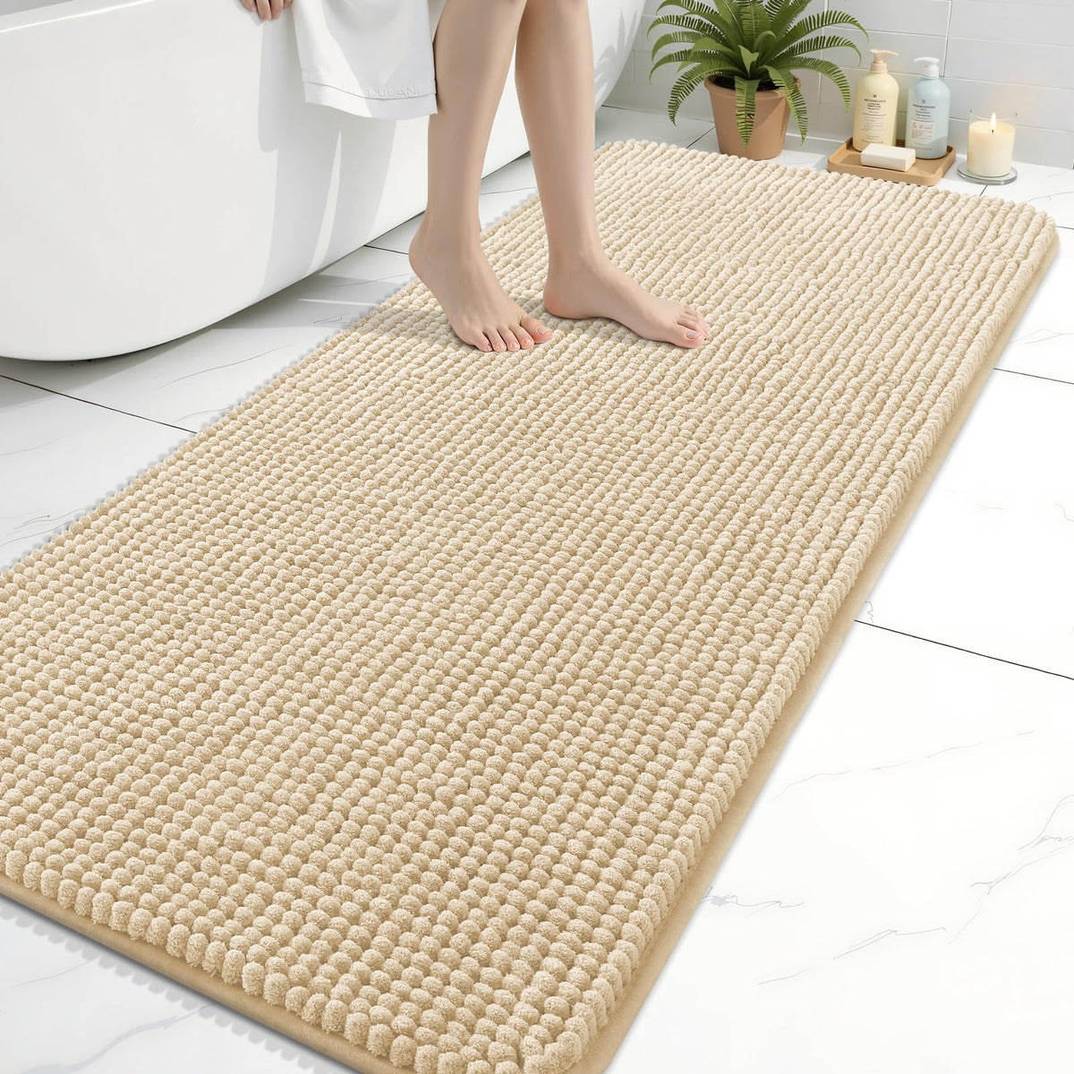 Arotive Chenille Bathroom Rugs 30x20, Soft Absorbent Bath Mat, Grey