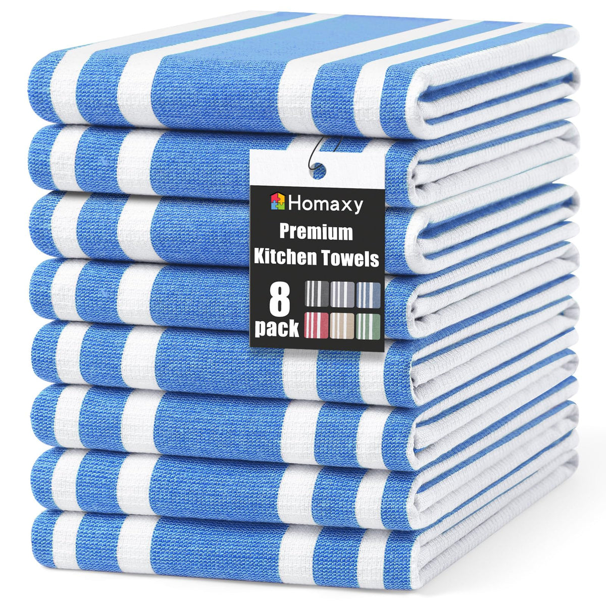 Homaxy 380 GSM Cotton Premium Kitchen Towels 6 Pack, 18"x 28", Khaki