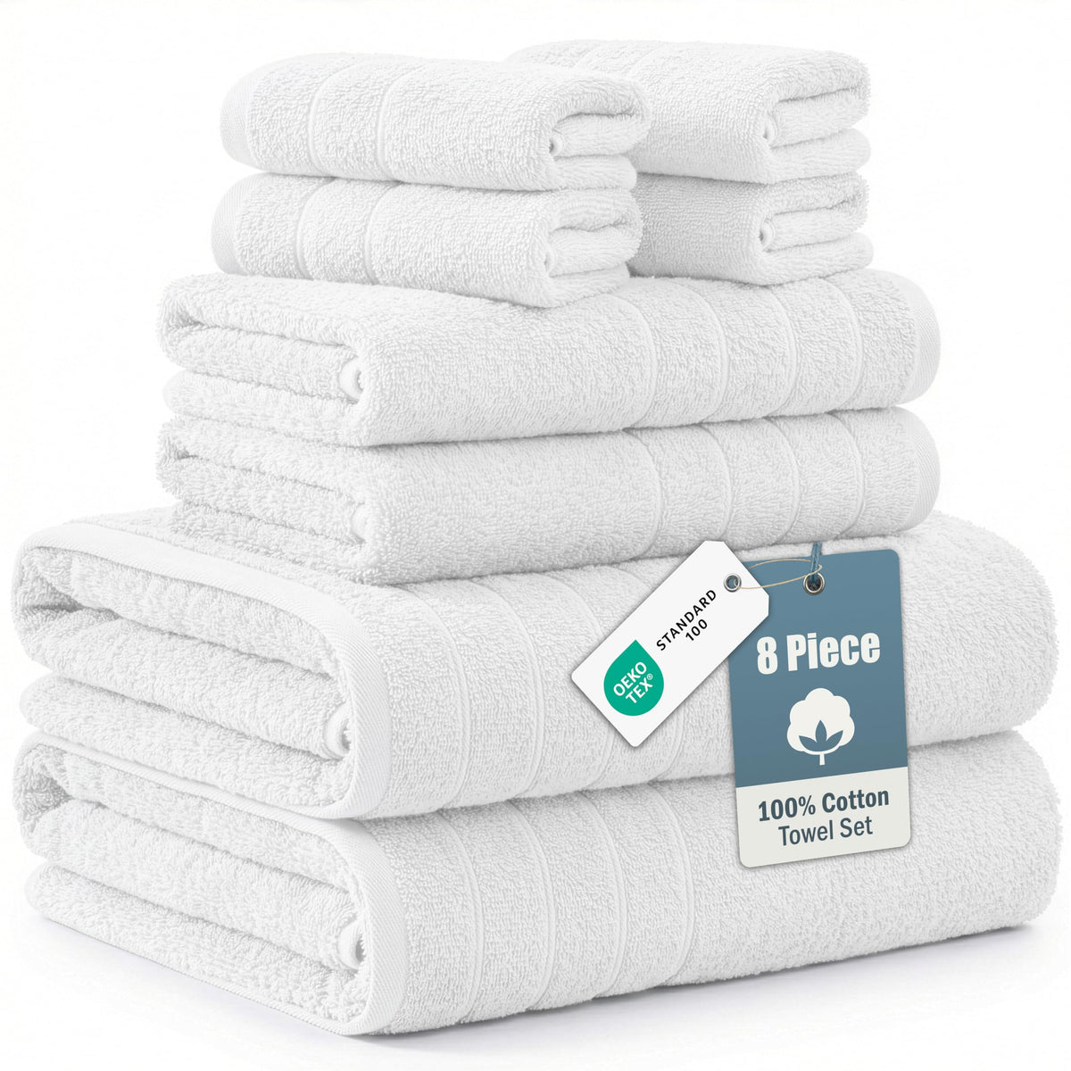 Casa Platino Large Bath Towel Set Absorbent Quick Dry 100% Cotton - White