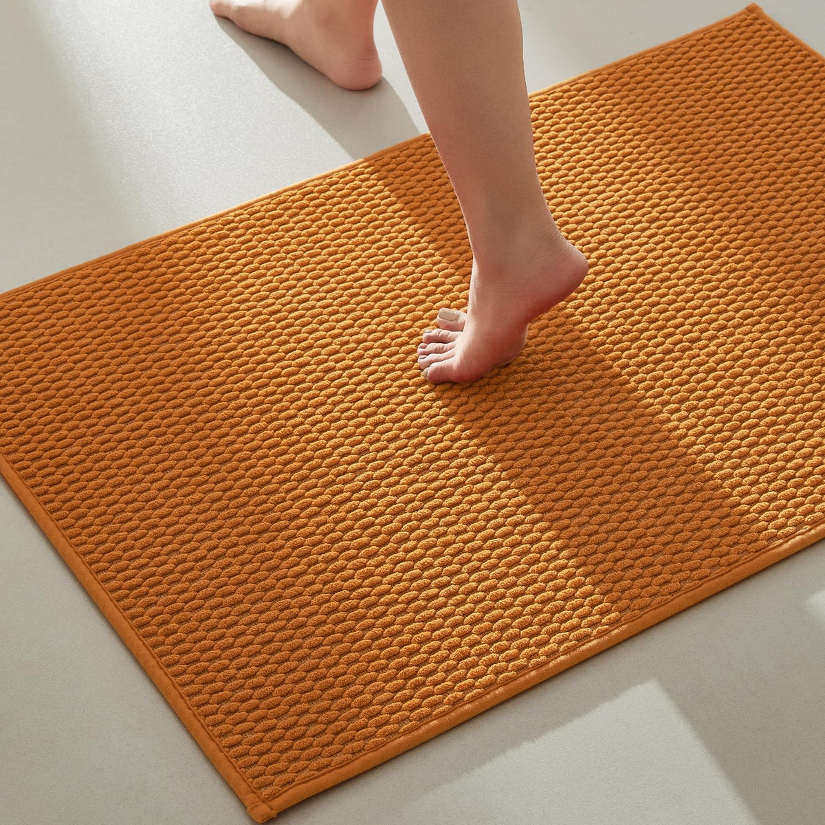 TYUU Bathroom Rugs Non Slip Washable, Super Absorbent Thin Bath Mat Small Quick Dry Low Pile Bathroom Rug, Dark Grey 16"x24"