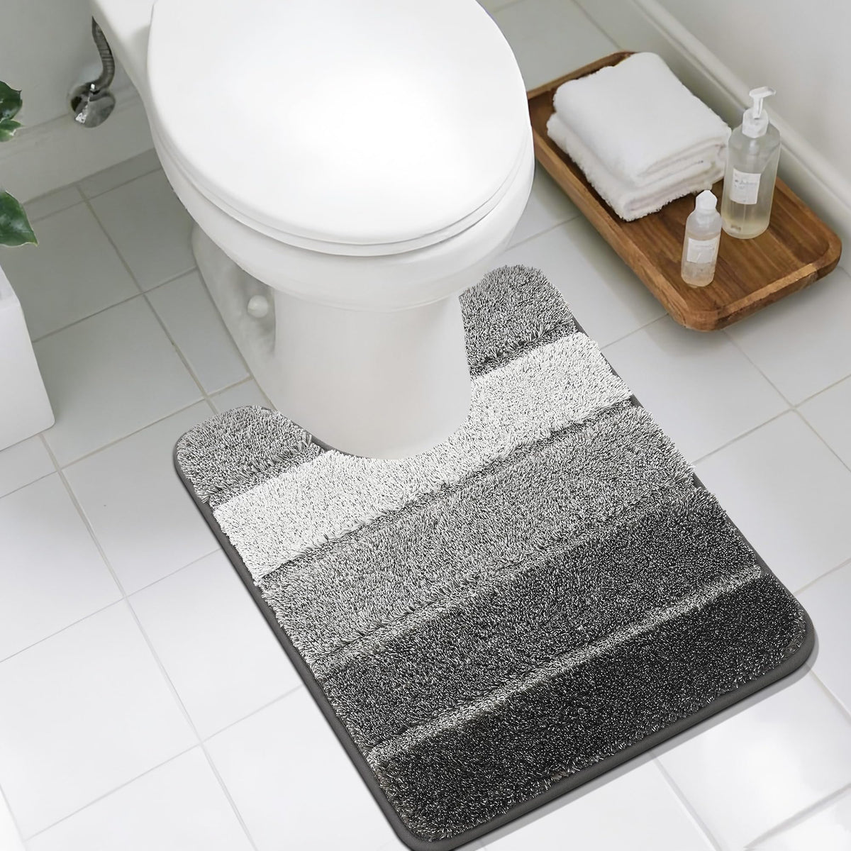 COSY HOMEER Bathroom Rugs 24x17,Ultra Soft Absorbent Bath Mat,Grey