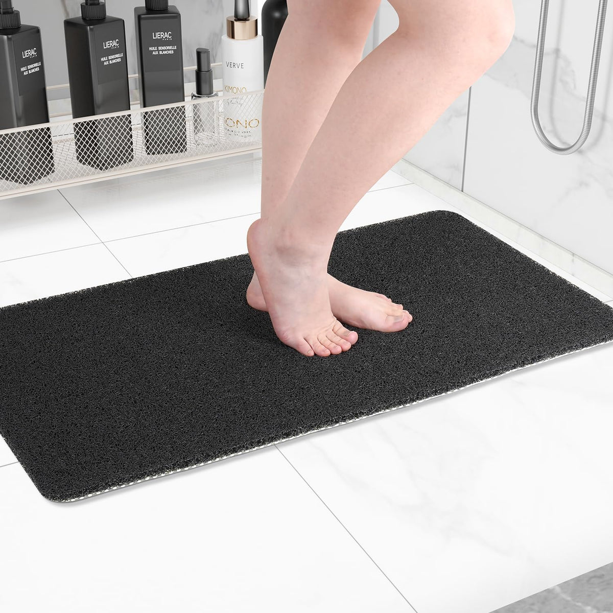 Hargiis Non Slip Bathtub Mat, Anti Slip Shower Mat, Fast Drying Bath Tub Mats, Foot Scrubber Mat, Anti Slip Mat for Tub, Floor, Bathroom, Home, Kitchen, Hotel (Grey 24"x16")