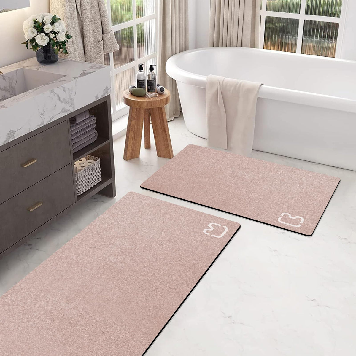 Diatomaceous Earth Bath Mat Stone Bath Mats for Bathroom,15.7"x23.6",Grey