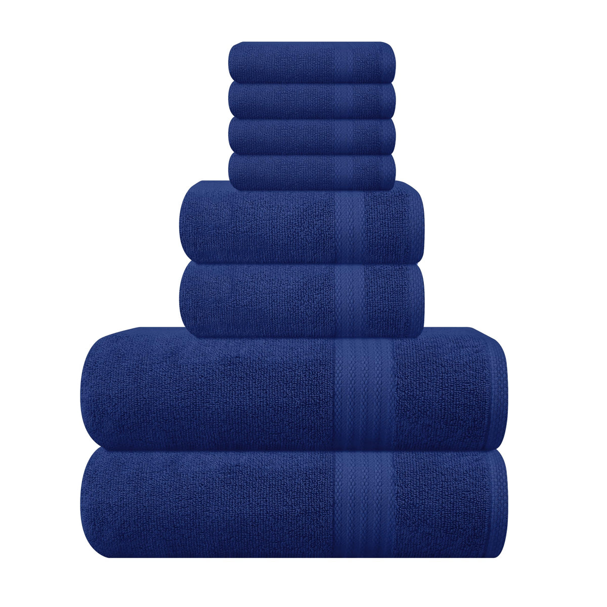 GLAMBURG Ultra Soft 8-Piece Towel Set - 100% Pure Ringspun Cotton, Contains 2 Oversized Bath Towels 27x54, 2 Hand Towels 16x28, 4 Wash Cloths 13x13 - Ideal for Everyday use, Hotel & Spa - Black