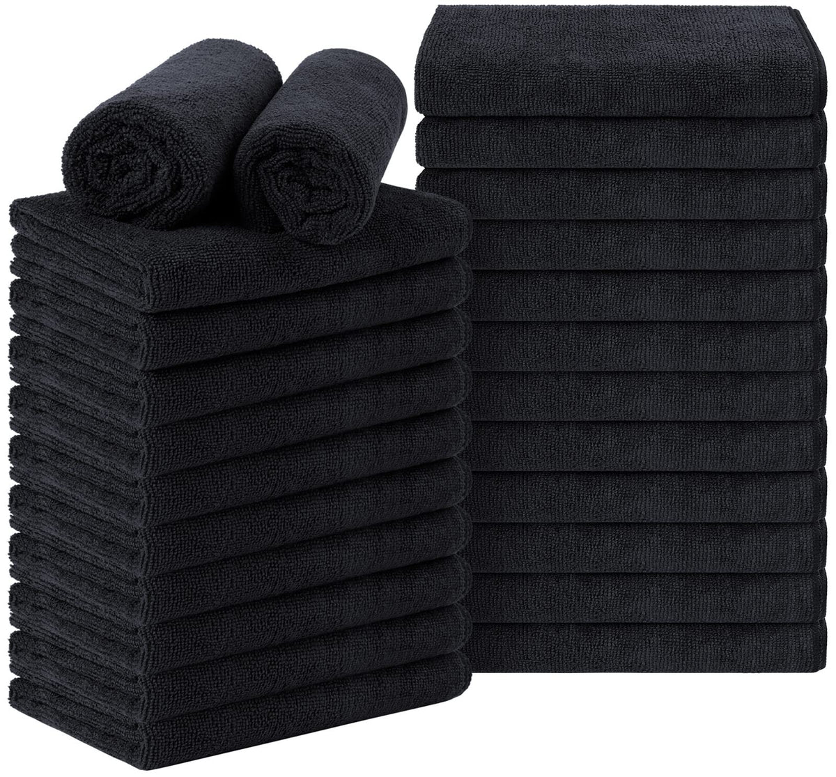 Orighty Salon Towels, 12 Pack Black Microfiber Hair Towel (16 x 29 Inch)