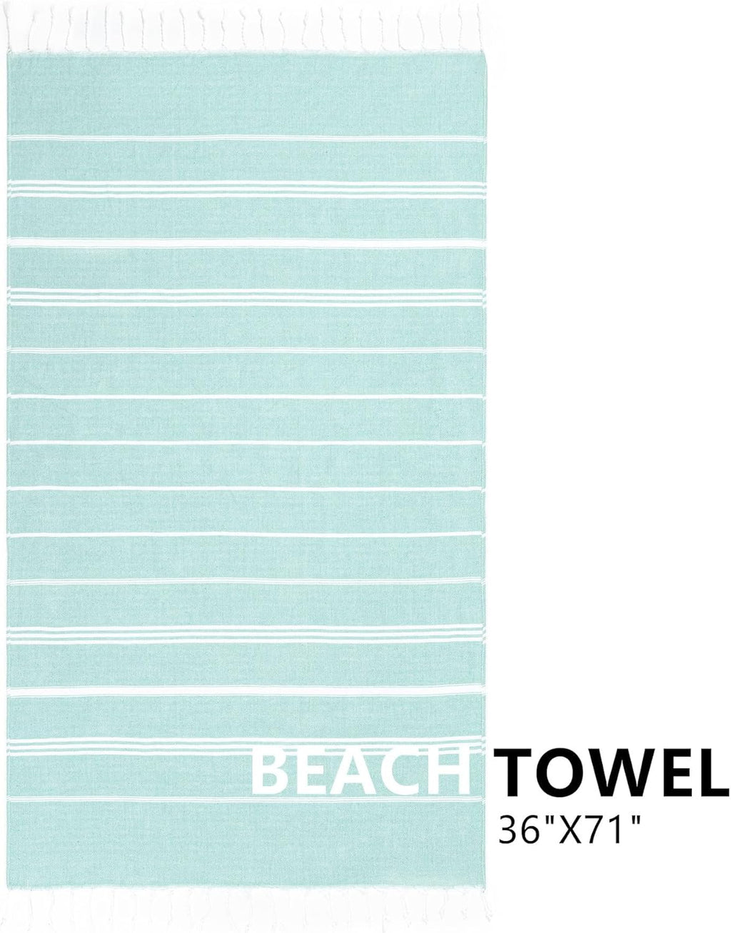 Turkish Beach Towel, 36"x71" Quick Dry Sand Free Oversized Towel, Aqua