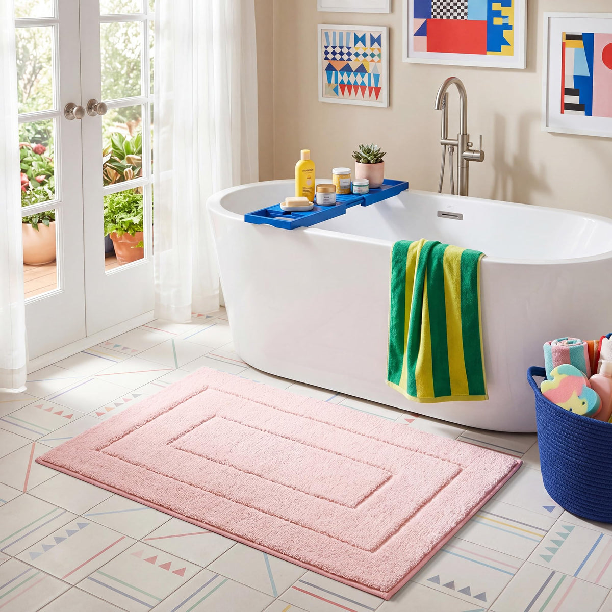 GRANNY SAYS Gray Bathroom Rug 20" x 30", Non-Slip Microfiber Bath Mat