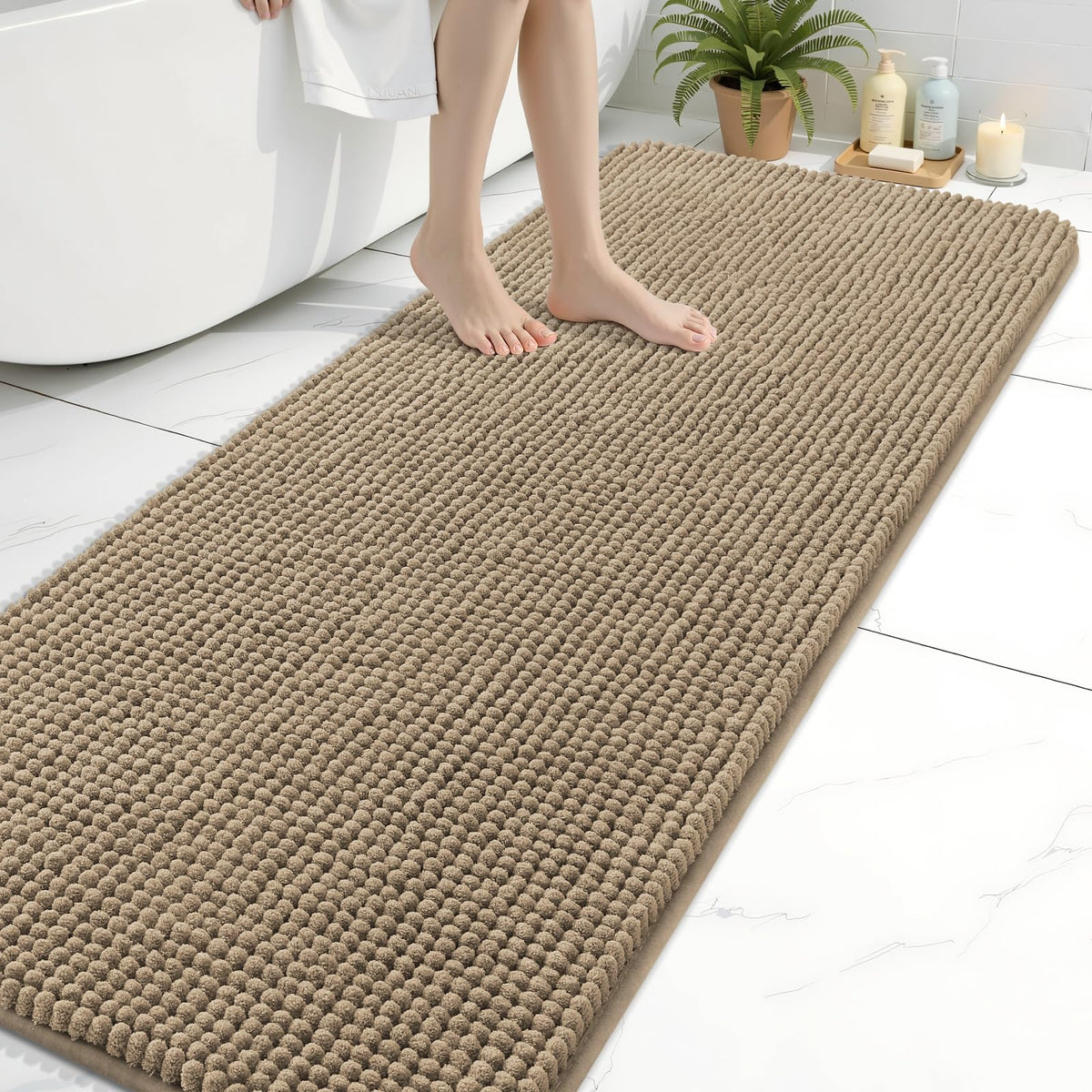 Arotive Chenille Bathroom Rugs 30x20, Soft Absorbent Bath Mat, Grey